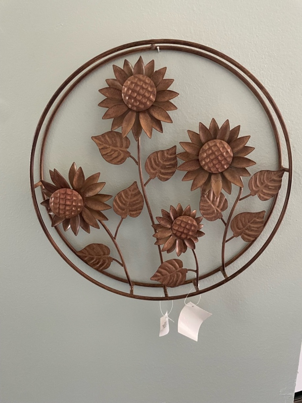 Metal Sunflower Wall Medallion - Brown Rustic Floral Décor